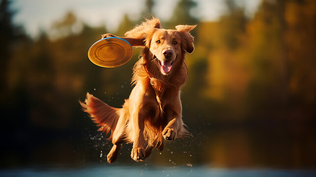 Golden Retriever With A Frisbee