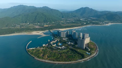 Foto auf Acrylglas Aerial view of artificial island landscape © lzf