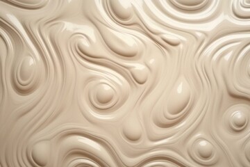 Aerial view of ivory aquatic circle or creamy liquid exterior, smooth backdrop pattern. Generative AI