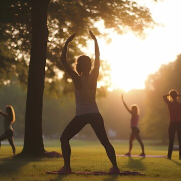 AI Generated Group Of People Doing Exercises In Park