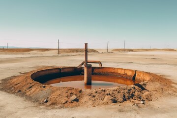 Dry water well, reflecting the scarcity of clean and accessible water sources, AI-generated.
