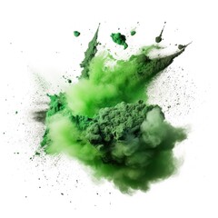 Powder explosion isolated on white background. Colored dust erupts