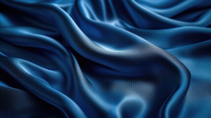 Fototapeta premium Classic Blue silk fabric, highlighting its luxurious texture and vibrant shimmer, rich color and smooth surface.
