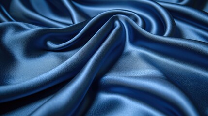 Fototapeta premium Classic Blue silk fabric, highlighting its luxurious texture and vibrant shimmer, rich color and smooth surface.