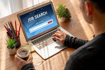 Online job search on modish website for worker to search for job opportunities on the recruitment...