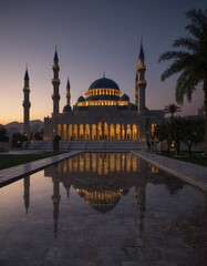 Fototapeta premium Cosmic Elegance: Arabic Mosque Awash in Celestial Splendor