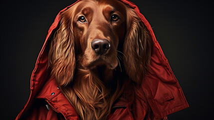 Irish setter with a red coat