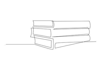 Continuous line art drawing of book. Opened book single line art drawing vector illustration template