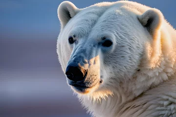 Poster Polar bear in Antarctica on sunset background © Putri182