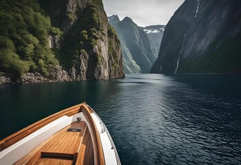 AI generated illustration of a boat sailing through a canyon