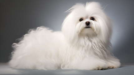 Maltese with a fluffy white coat