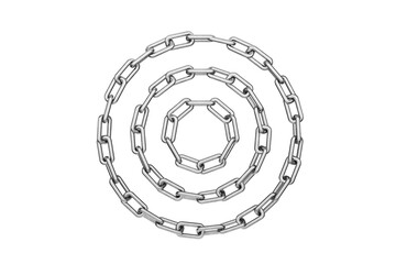 Naklejka premium Metal chain is closed in a circle. Metal chain blank in a circle for your design. Metal chain on a transparent, white background.3D render.