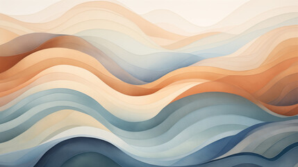 Mesmerizing watercolor waves in soft geometry and muted tones are desertwave inspiration.
