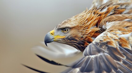 Closeup of soaring eagle. AI generated.