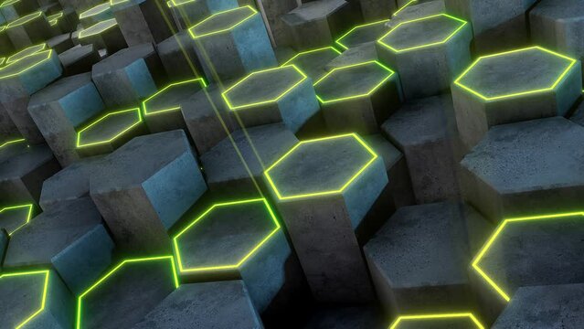 Concrete 3D Hexagons Background