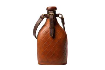 Brown Leather Flask o a transparent background.