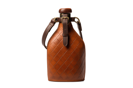 Brown Leather Flask o a transparent background.
