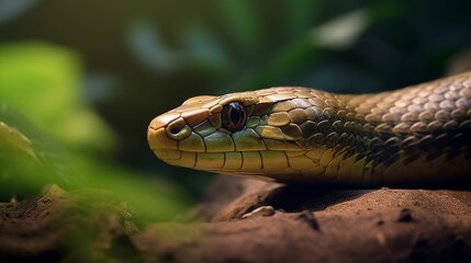 Fototapeta premium AI generated snake coiled on the ground