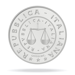 1 Lira of Italy (back). Vector illustration on a white background is made in 3D style