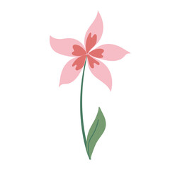 Beautiful light pink flower isolated on white background. Vector graphics. Artwork design element. Cartoon design for poster, icon, card, logo, label.