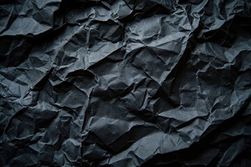 Vintage Black Crumpled Paper Texture Background with Rough Textured Grunge Effect