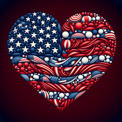 an image of the US flag arranged in the shape of a heart, symbolizing love and patriotism.
  