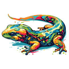 Abstract Newt multicolored paints colored drawing vector illustration 
