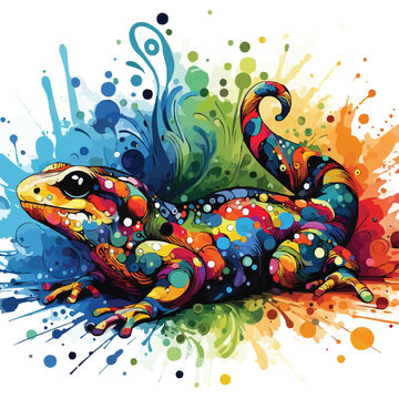 Abstract Newt multicolored paints colored drawing vector illustration © StockerShawon