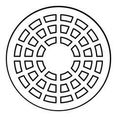 Sewer hatch manhole cover contour outline line icon black color vector illustration image thin flat style