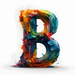 AI generated illustration of a letter B decorated with a variety of vibrant colors