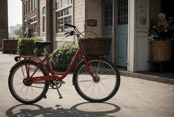 Classic bicycle on a street in a European town