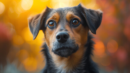 portrait of a retriever during sunset