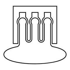 Hydro dam hydroelectric water power station hydropower energy technology plant powerhouse contour outline line icon black color vector illustration image thin flat style