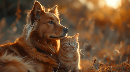 german shepherd dog and a cat