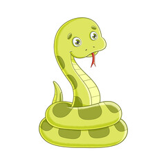 Fototapeta premium Cute baby snake digital illustration on transparent png background.