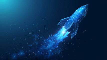 Naklejka premium A digital spaceship soars into the cosmos, AI Generative.