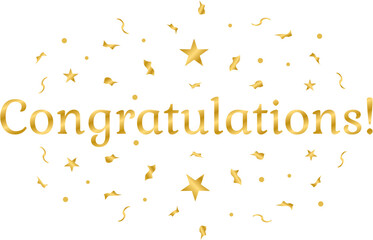 Congratulations! Gold celebration background with confetti, win, prestige, award, popular, trend, prestige