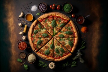 Fototapeta premium AI generated delicious pizza with different ingredients