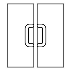 Double door exit doorway contour outline line icon black color vector illustration image thin flat style