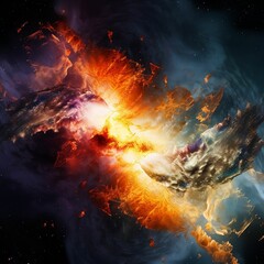 AI generated illustration of a vibrant and dynamic cosmic explosion in a vast expanse of space