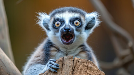 funny lemur. Comical animal making a funny face that's impossible not to chuckle at. Funny smiling animal. Perfect for lighthearted and amusing design projects.