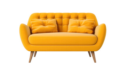 Naklejka premium yellow sofa furniture transparent background, PNG