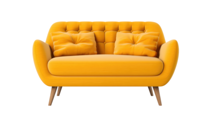 yellow sofa furniture transparent background, PNG
