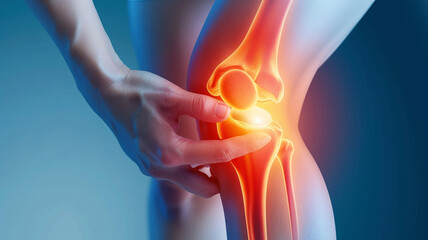 Detailed visualization of knee pain, highlighting joint care and medical attention. AI Generative.