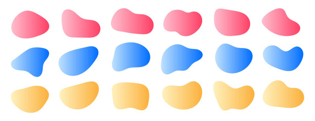 Simple gradient amoeba blob, irregular shape vector illustration set