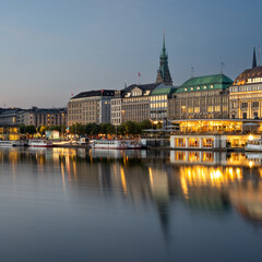 The Inner Alster at dawn in the heart of Hamburg