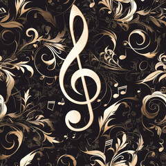 music clef note as background on a seamless tile, ai generated