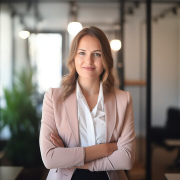 Businesswoman in a pink blaser