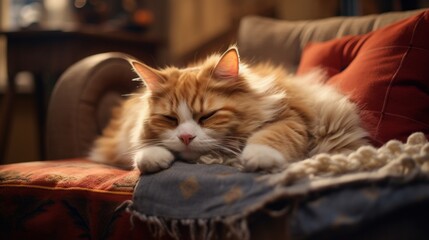 Untroubled cat lounging on a cozy cushion.