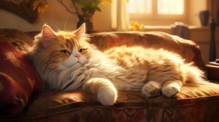 Untroubled cat lounging on a cozy cushion.